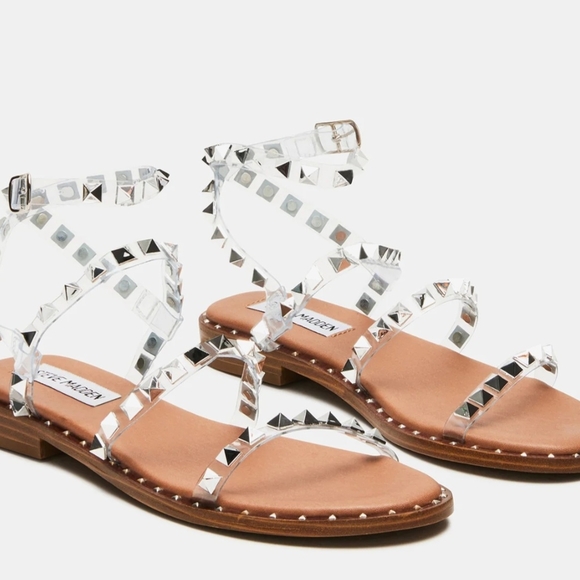 Steve Madden Silver Studded Sandals - Picture 1 of 7